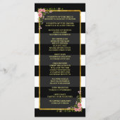 Floral Gold Foil Stripe Wedding Ceremony Programme Programmakaart (Achterkant)