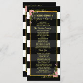 Floral Gold Foil Stripe Wedding Ceremony Programme Programmakaart (Voorkant / Achterkant)