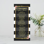 Floral Gold Foil Stripe Wedding Ceremony Programme Programmakaart (Staand voorkant)