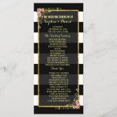 Floral Gold Foil Stripe Wedding Ceremony Programme Programmakaart (Voorkant)