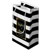 Floral Gold Foil Stripe Wedding Favor Bag Klein Cadeauzakje (Achterkant Gekanteld)