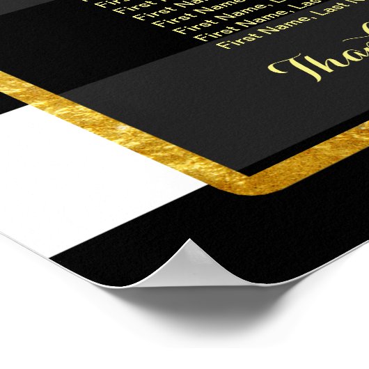 Floral Gold Foil Stripe Wedding Seding Chart Poster (Hoek)