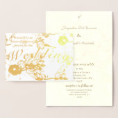 Floral Gold Foil Wedding Ceremony Uitnodiging (Display)