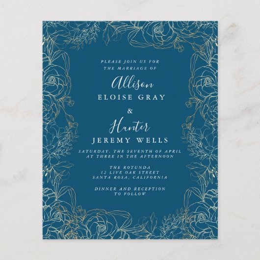 Floral gold Folie Weddenschap Flyer (Voorkant)