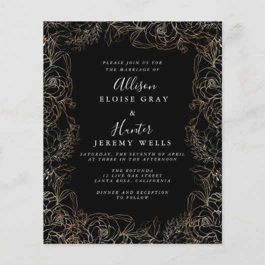 Floral gold Folie Weddenschap Flyer (Voorkant)