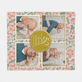 Floral Gold Foto van het 50e Jubileum voor bruilof Fleece Deken (Voorkant (Horizontaal))
