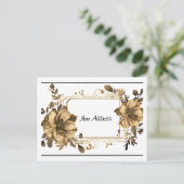 Floral Gold Frame New Address Briefkaart (Staand voorkant)