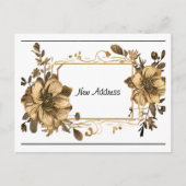 Floral Gold Frame New Address Briefkaart (Voorkant)