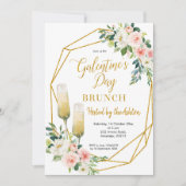 Floral Gold Galentine's Day Brunch-uitnodiging Kaart (Voorkant)