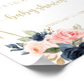 Floral Gold Geometric Baby shower Welkom Poster (Hoek)