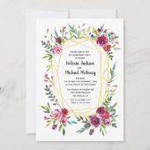 Floral Gold Geometric Crystal Engagement Party Kaart (Voorkant)