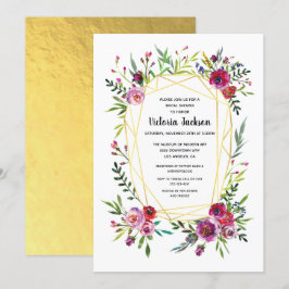 Floral Gold Geometric Crystal Vrijgezellenfeest Kaart