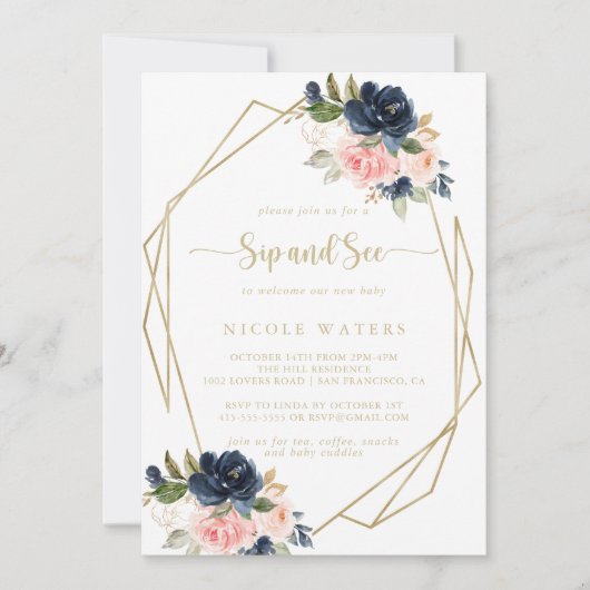 Floral Gold Geometric Sip en zie Kaart (Voorkant)