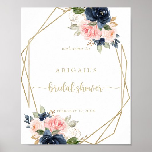 Floral Gold Geometric Vrijgezellenfeest Welkom Poster (Voorkant)