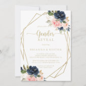 Floral Gold Geometrisch Geslacht onthullen Party Kaart (Voorkant)