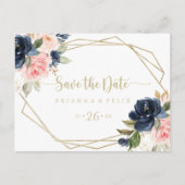 Floral Gold Geometrisch Horizontaal Opslaan van de Briefkaart (Voorkant)