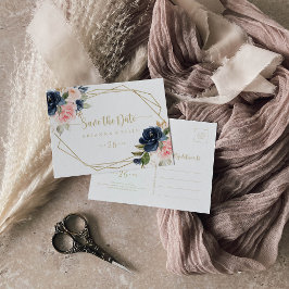 Floral Gold Geometrisch Horizontaal Opslaan van de Briefkaart