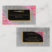 Floral Gold Glitter Bakery Chef Whisk Logo Busines Visitekaartje (Voorkant / Achterkant)