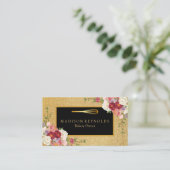 Floral Gold Glitter Bakery Chef Whisk Logo Visitekaartje (Staand voorkant)