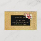 Floral Gold Glitter Bakery Chef Whisk Logo Visitekaartje (Achterkant)