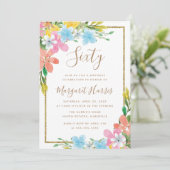 Floral Gold Glitter Border 60e verjaardag Kaart (Staand voorkant)