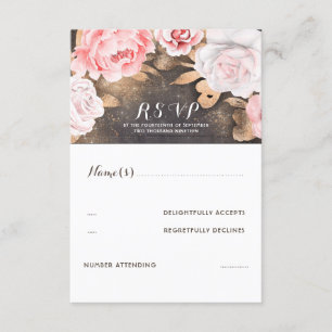 Floral Gold Glitter Bruiloft RSVP