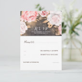 Floral Gold Glitter Bruiloft RSVP (Staand voorkant)