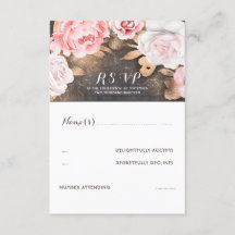 Floral Gold Glitter Bruiloft RSVP