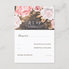 Floral Gold Glitter Bruiloft RSVP Kaartje