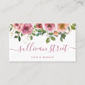 Floral Gold Glitter Hair Makeup Visitekaartje (Voorkant)