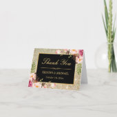 Floral Gold Glitter Sparkles Bedankt (Voorkant)