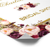 Floral Gold Glitter Vrijgezellenfeest Welkomstteke Poster (Hoek)