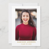 Floral Gold Graduparty - Foto terug Kaart (Achterkant)