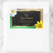 Floral Gold Green Glitter Black Product Label Logo (Tas)