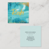*~* Floral Gold Healer Aqua Reiki Energy Vierkante Visitekaartje (Voorkant / Achterkant)