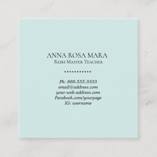 *~* Floral Gold Healer Aqua Reiki Energy Vierkante Visitekaartje (Achterkant)