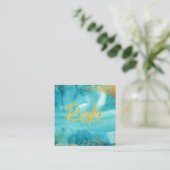 *~* Floral Gold Healer Aqua Reiki Energy Vierkante Visitekaartje (Staand voorkant)