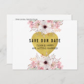 Floral Gold Heart | Het Briefkaart Datum opslaan (Voorkant / Achterkant)