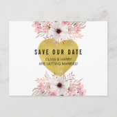 Floral Gold Heart | Het Briefkaart Datum opslaan (Voorkant)