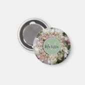 Floral Gold Hexagon Mandala Monogram Magneet (Voorkant / Achterkant)