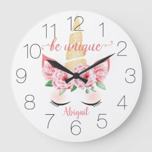 Floral Gold Horn Unicorn Grote Klok