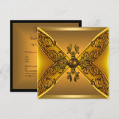 Floral Gold Jewel 50e verjaardag Kaart (Voorkant / Achterkant)