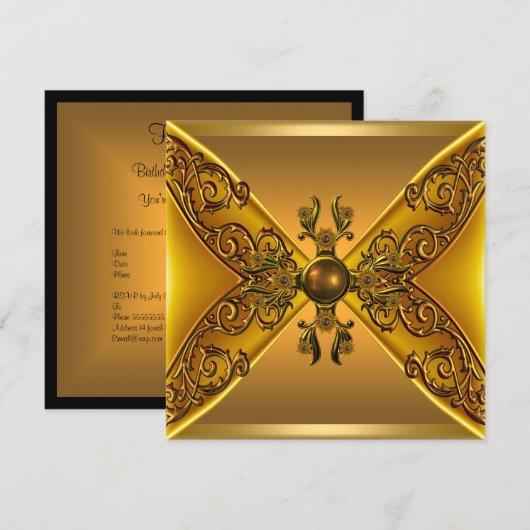 Floral Gold Jewel 50e verjaardag Kaart (Voorkant / Achterkant)