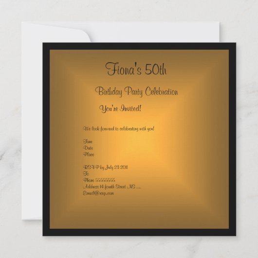 Floral Gold Jewel 50e verjaardag Kaart (Achterkant)