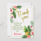 Floral Gold Kalligrafie Verjaardag Dank u kaart (Voorkant)