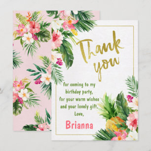 Floral Gold Kalligrafie Verjaardag Dank u kaart