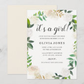  Floral Gold Krans Baby shower Uitnodiging (Voorkant / Achterkant)