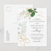 Floral Gold laat Glitter Script Weduwen Uitnodiging Briefkaart (Voorkant / Achterkant)
