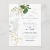 Floral Gold laat Glitter Script Weduwen Uitnodiging Briefkaart (Voorkant)
