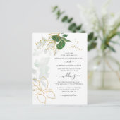 Floral Gold laat Glitter Script Weduwen Uitnodiging Briefkaart (Staand voorkant)